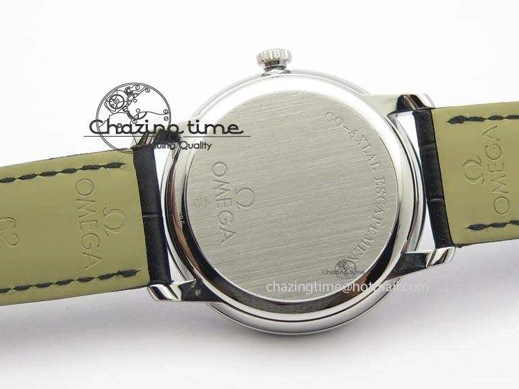 0205 Flexible De Ville MK 1:1 Best Edition SS White Dial On Black Leather Asian Seagull T1701 (Sec@6) 8244